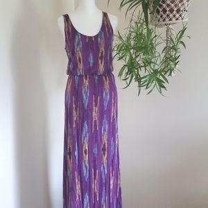 NWT Ella Moss Anthropologie Purple Ikat Maxi Dress Size XS